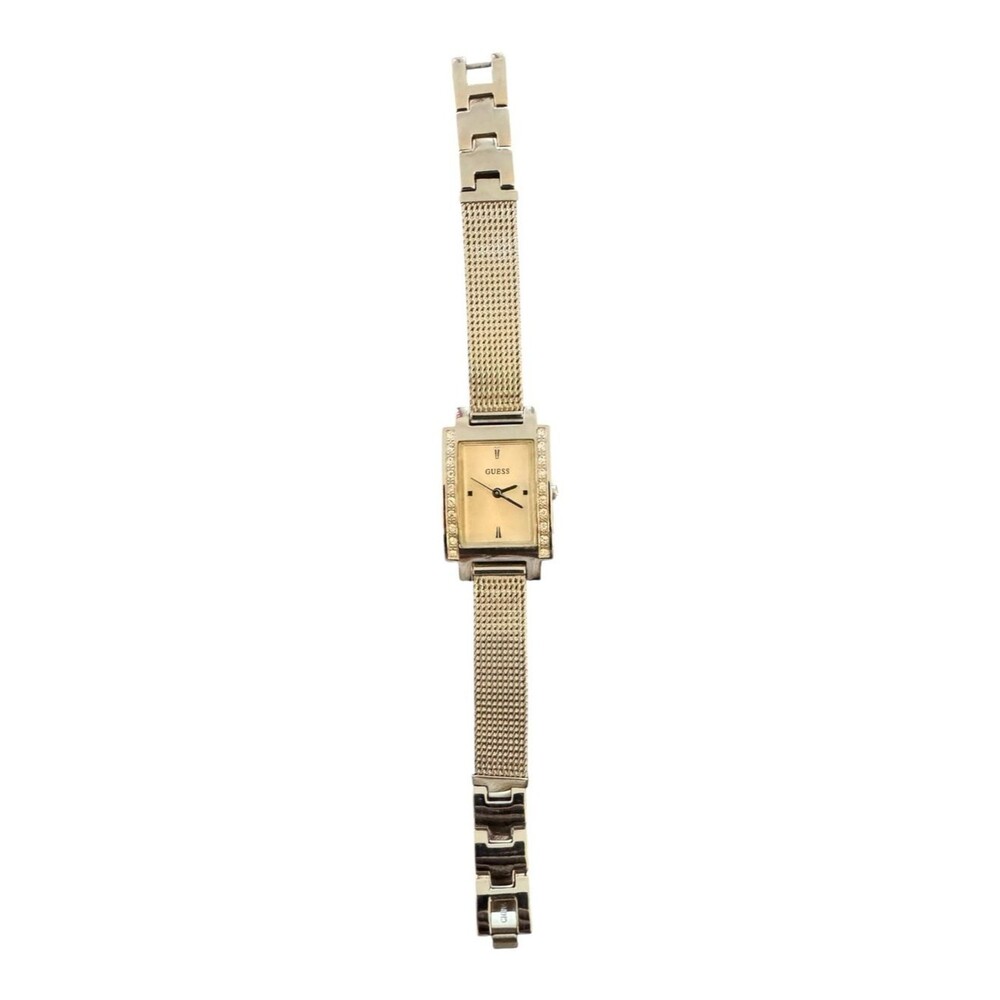 GUESS Silver Mesh and Link Bracelet Rectangular Watch